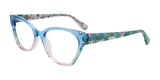 EasyClip EC682 Eyeglasses with Clip-on Sunglasses Transp Blue To Lt Pink Gradient / Marble Blue