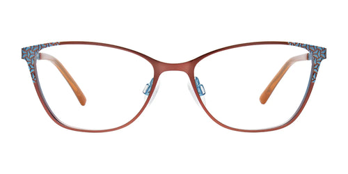 EasyClip EC683 Eyeglasses with Clip-on Sunglasses / Size 52 / Copper Brown & L. Blue Trim