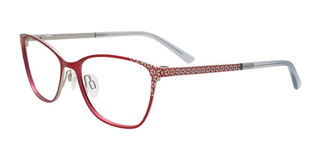 EasyClip EC683 Eyeglasses with Clip-on Sunglasses Red & Silver Trim