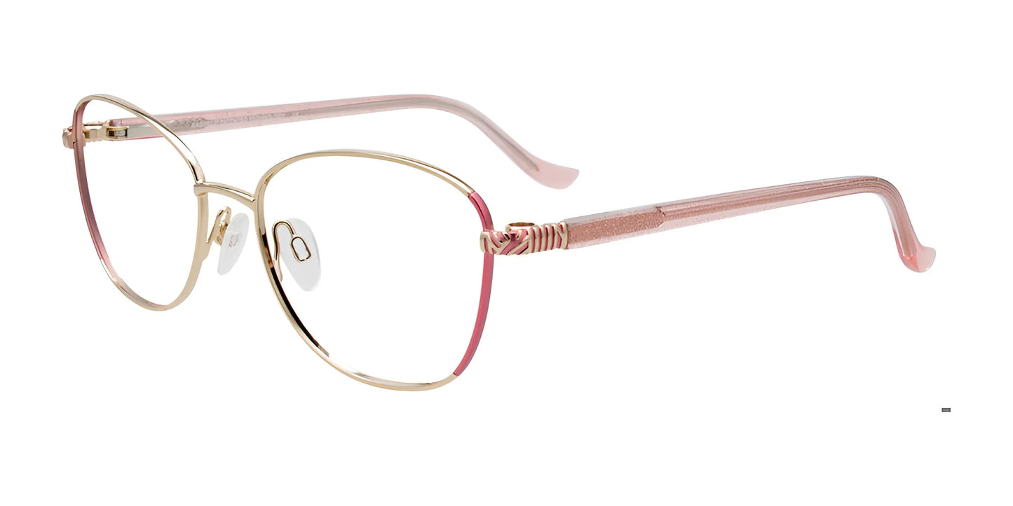 EasyClip EC684 Eyeglasses with Clip-on Sunglasses Gold & Pink