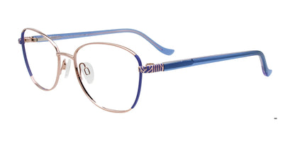 EasyClip EC684 Eyeglasses with Clip-on Sunglasses Rose Gold & Blue