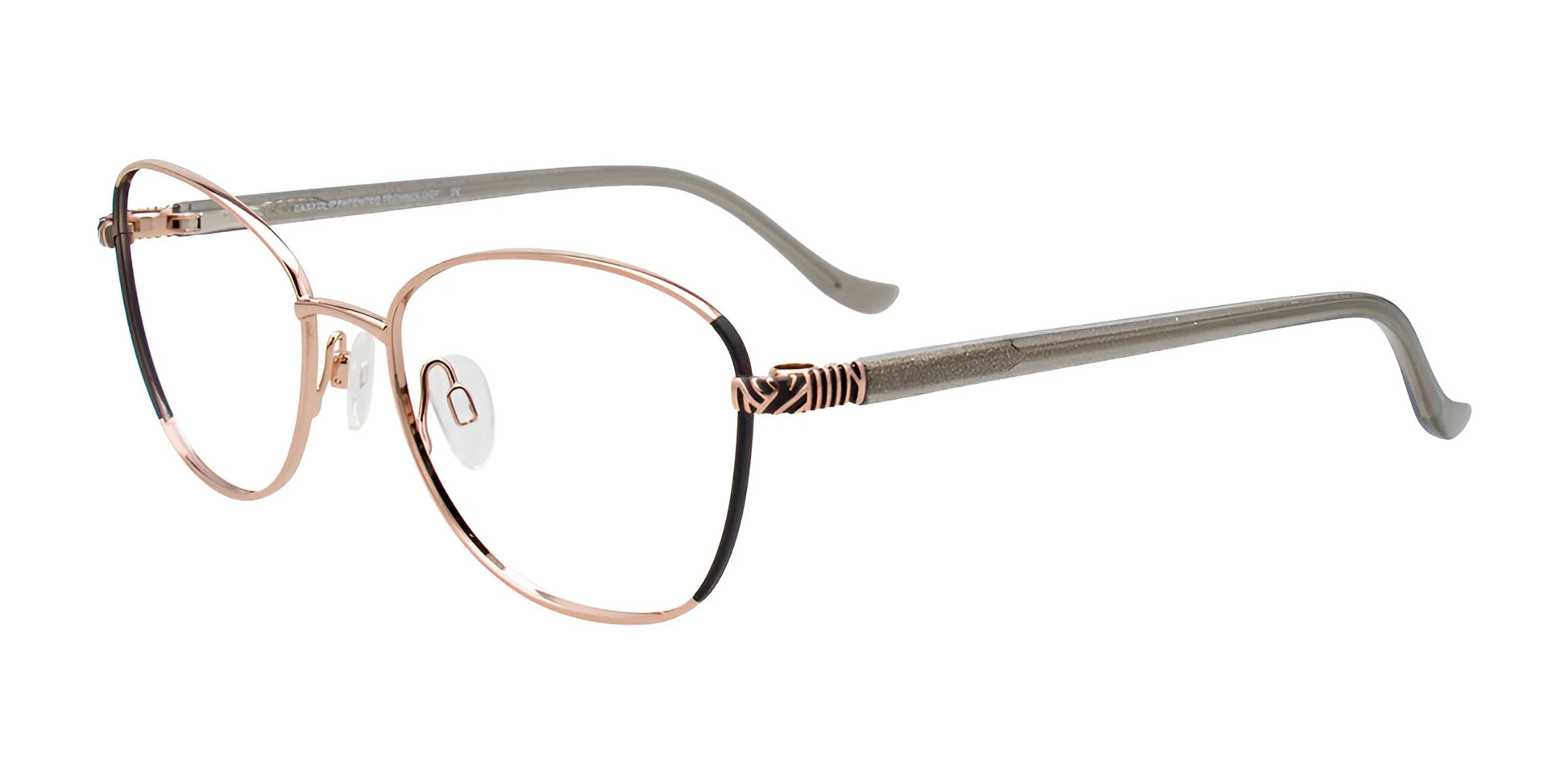 EasyClip EC684 Eyeglasses with Clip-on Sunglasses Rose Gold & Black