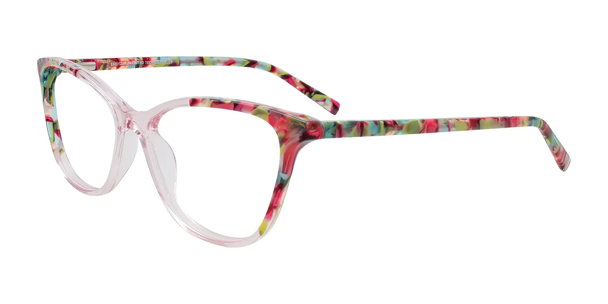 EasyClip EC685 Eyeglasses with Clip-on Sunglasses Crystal Pink & Pink Marble Mix