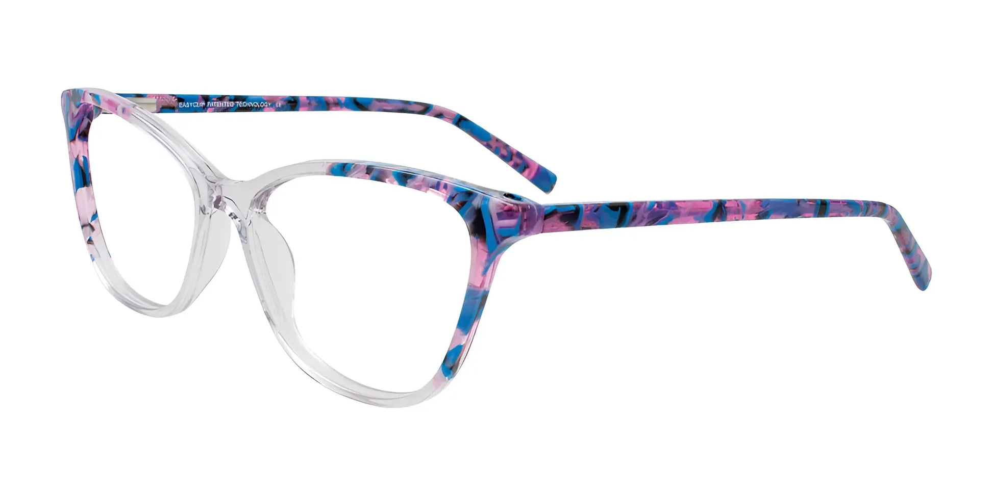 EasyClip EC685 Eyeglasses with Clip-on Sunglasses Crystal Purple & Blue Marble Mix