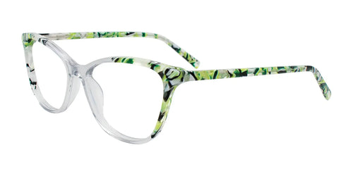 EasyClip EC685 Eyeglasses with Clip-on Sunglasses / Size 54 / Crystal & Green Marble Mix