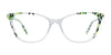 EasyClip EC685 Eyeglasses with Clip-on Sunglasses | Size 54 / Crystal & Green Marble Mix