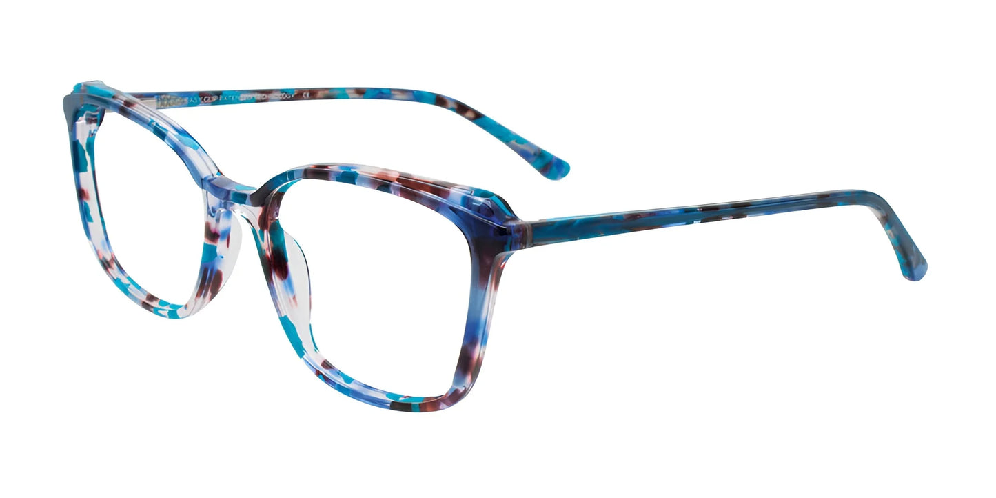 EasyClip EC687 Eyeglasses with Clip-on Sunglasses Blue Tortoise