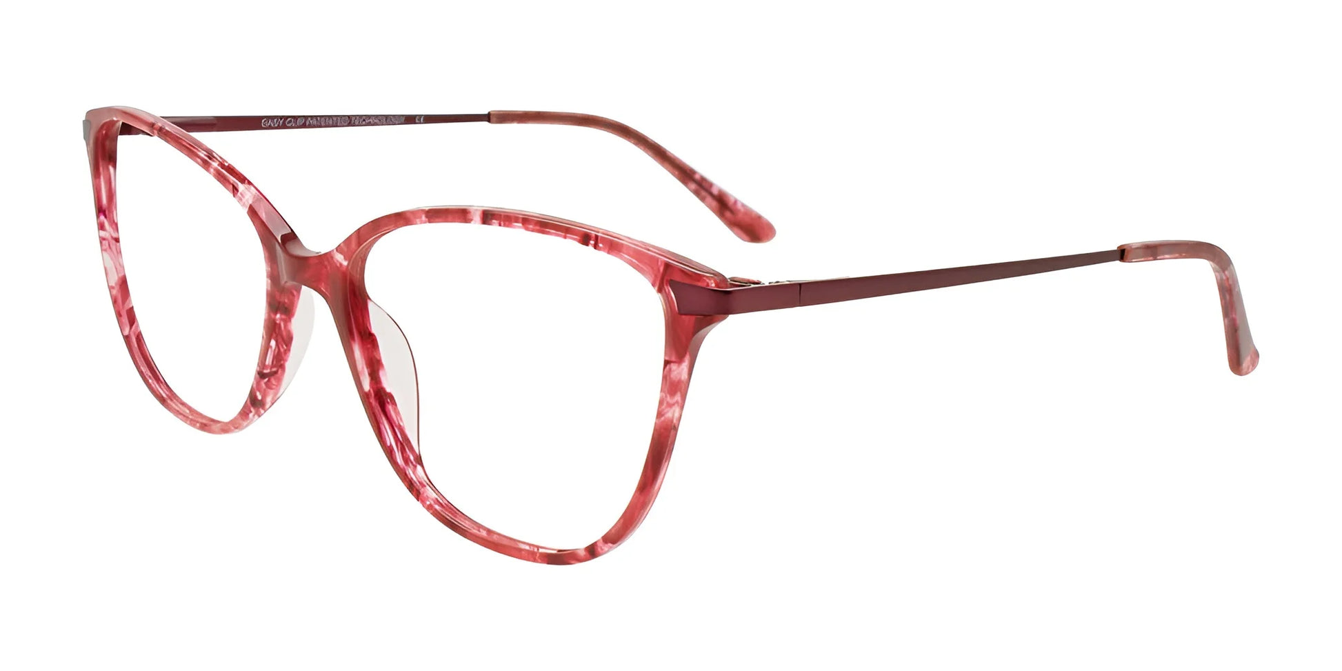 EasyClip EC689 Eyeglasses with Clip-on Sunglasses Burgundy & Crystal Mix