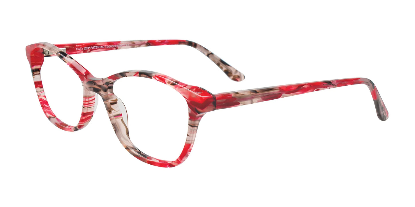 EasyClip EC691 Eyeglasses with Clip-on Sunglasses Red & Black Marble Mix