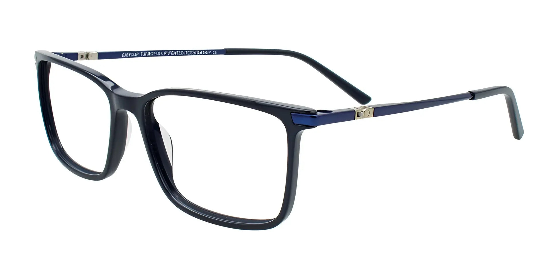 EasyClip EC696 Eyeglasses with Clip-on Sunglasses Drark Blue