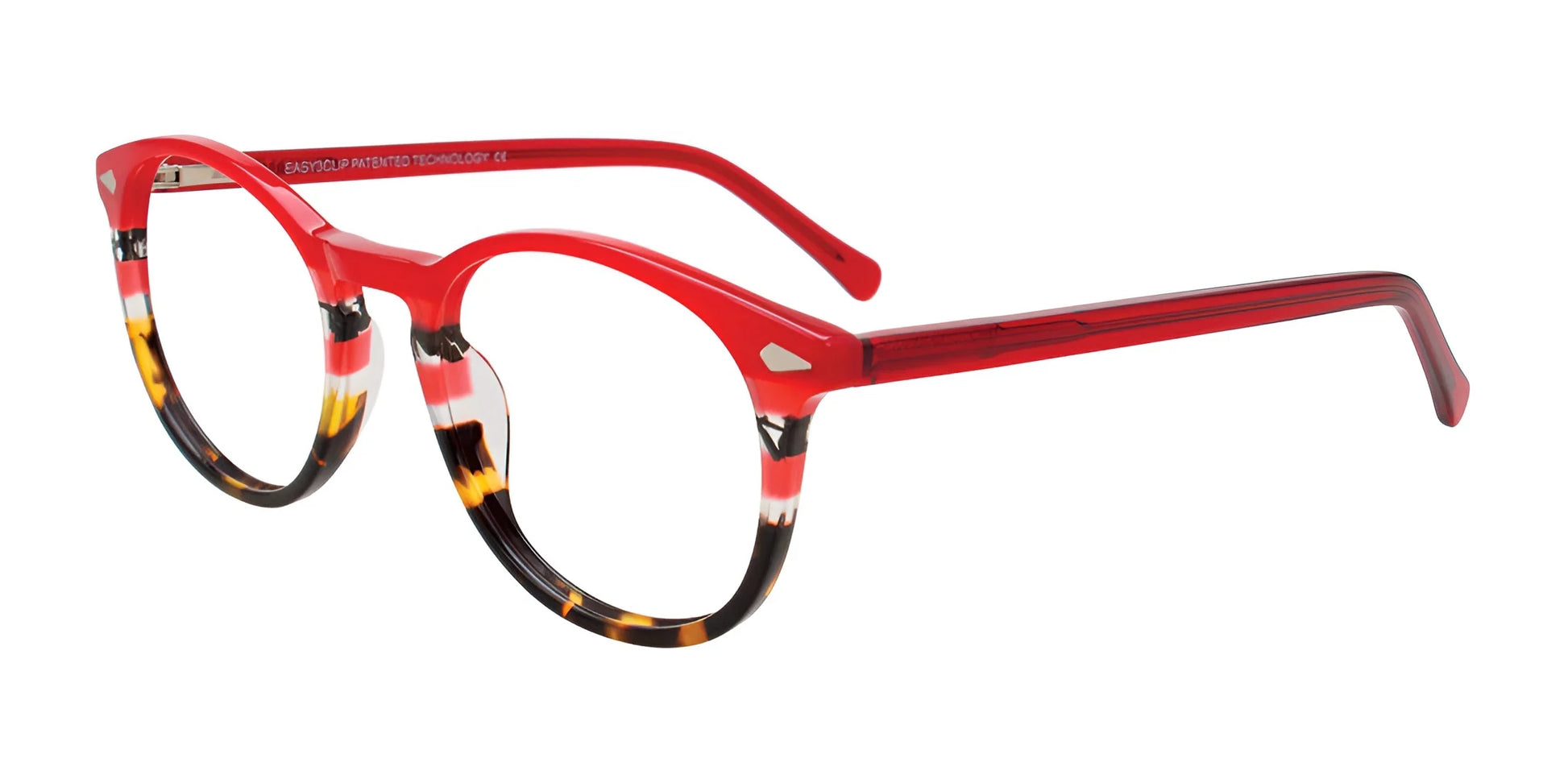 EasyClip EC698 Eyeglasses with Clip-on Sunglasses Red & Tortoise