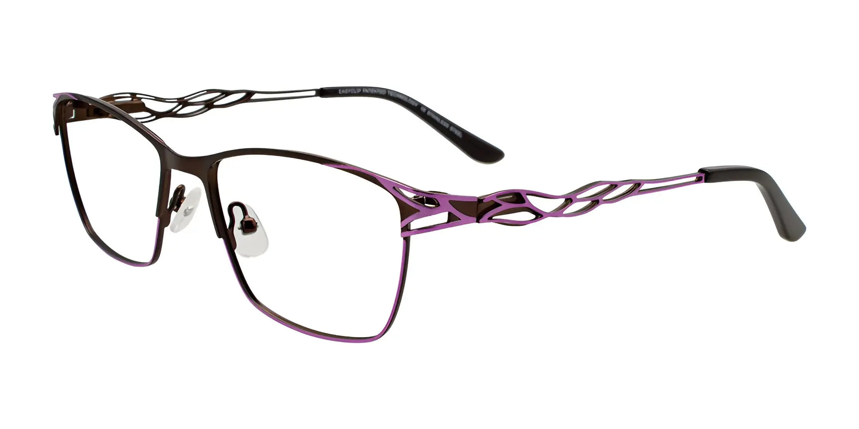 EasyClip EC703 Eyeglasses with Clip-on Sunglasses Brown & Plum