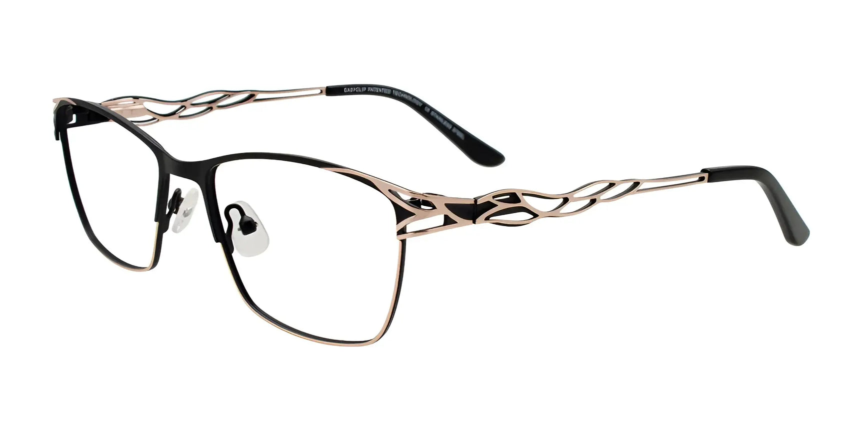 EasyClip EC703 Eyeglasses with Clip-on Sunglasses Black & Gold