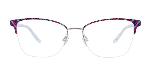 EasyClip EC705 Eyeglasses / Size 54 / Light Blue & Purple Pattern