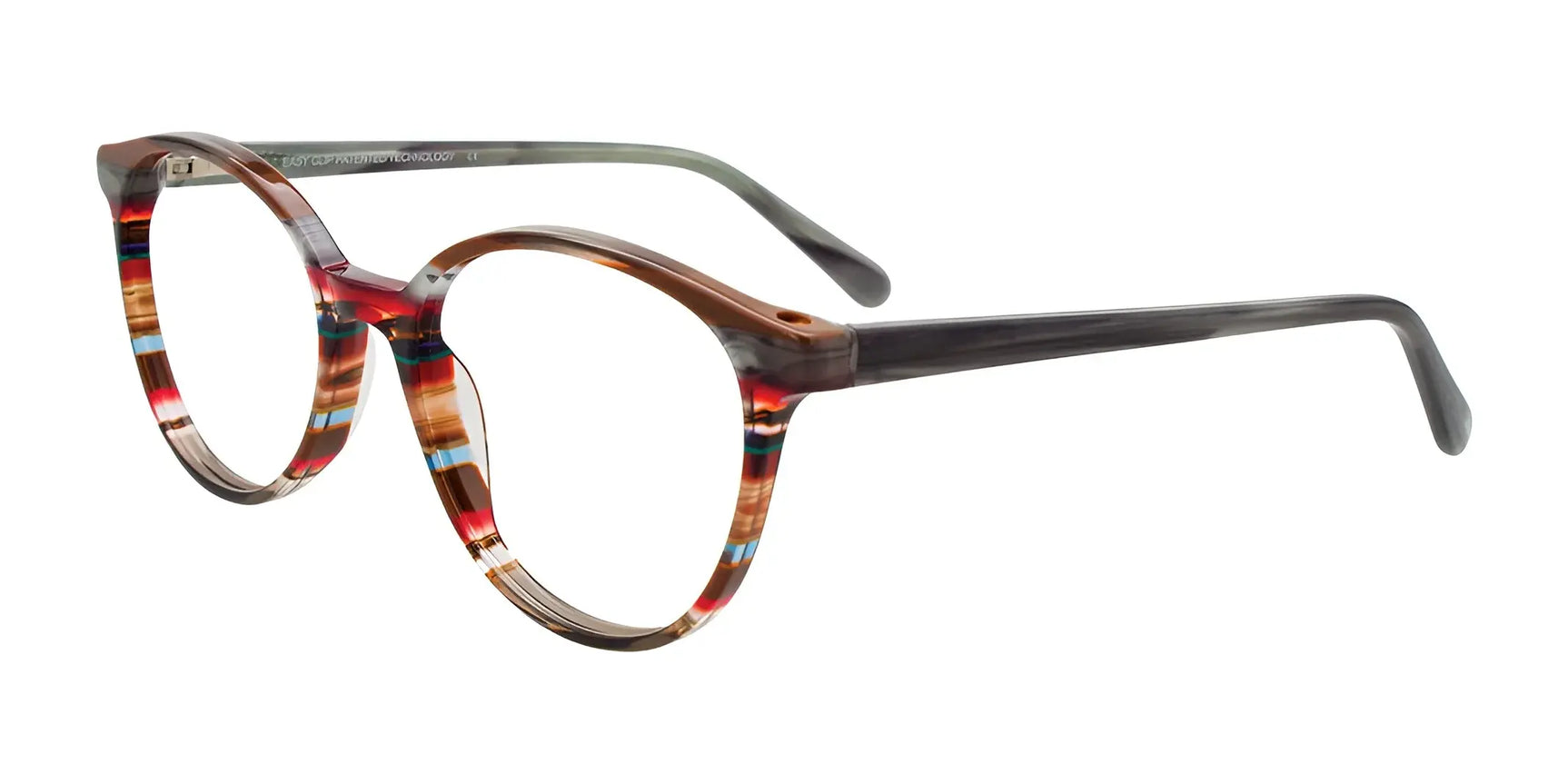 EasyClip EC709 Eyeglasses with Clip-on Sunglasses Brown & Multicolor Stripes