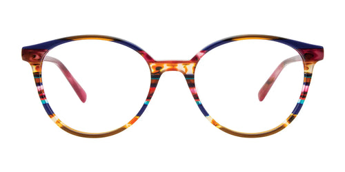 EasyClip EC709 Eyeglasses with Clip-on Sunglasses / Size 51 / Blue & Multicolor Stripes