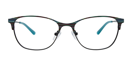 EasyClip EC710 Eyeglasses with Clip-on Sunglasses / Size 54 / Black & Multicolor Stripes