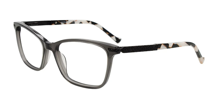 EasyClip EC723 Eyeglasses with Clip-on Sunglasses | Size 53 / Black Transparent