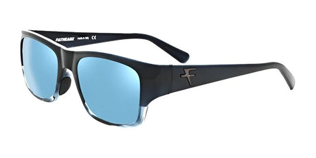 Fatheadz 10 PLY Sunglasses in black feature blue lenses and a subtle logo on the temple, making them ideal for any outdoor adventure.