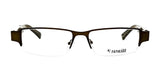 Fatheadz ASPECT Eyeglasses in size 60 feature a rectangular, half-rim design with wide dark brown frames and clear lenses, complete with comfortable adjustable nose pads for an optimal fit.