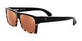 The Fatheadz BRAIN FADE Sunglasses, Size 56, showcase a unique square full-rim tortoiseshell design with brown lenses, beautifully highlighting the distinctive style from a side profile view.