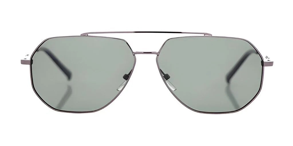 Experience the ultimate in UV protection with Fatheadz DOOZY Sunglasses | Size 57, featuring a chic hexagonal design with a thin metal frame and green lenses. These sunglasses are crafted with both style and comfort in mind, providing superior eye protection during every sunny moment.