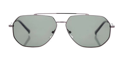 Experience the ultimate in UV protection with Fatheadz DOOZY Sunglasses | Size 57, featuring a chic hexagonal design with a thin metal frame and green lenses. These sunglasses are crafted with both style and comfort in mind, providing superior eye protection during every sunny moment.