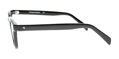 The Fatheadz DRAMA Sunglasses feature black rectangular eyeglass frames in a side view, highlighting the arms and hinge details. These sunglasses offer more than just style; they are oversized shades that provide UV protection for optimal eye safety.