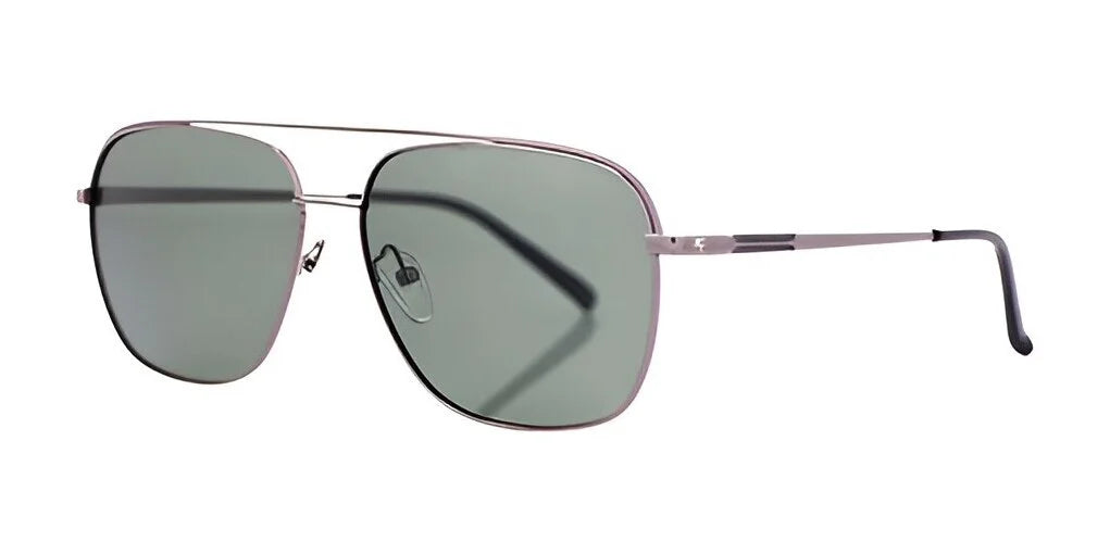 The Fatheadz FANDANGLE Sunglasses in Size 60 offer stylish UV protection with their silver aviator design, featuring polarized lenses, dark tints, and thin metal frames.