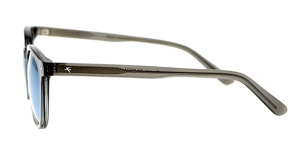 Side perspective of gray rectangular Fatheadz FLIPSIDE Sunglasses showcasing a sleek frame and tinted, polarized lenses for excellent UV protection.