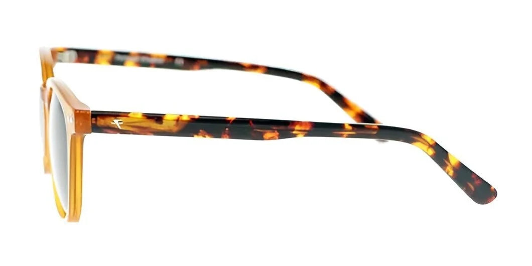 Side view of the Fatheadz FLIPSIDE tortoiseshell sunglasses, showcasing a transparent nose bridge and polarized lenses for optimal UV protection.