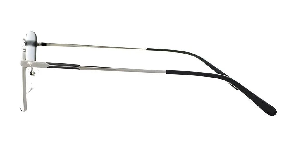 Side view of the Fatheadz GAZUMP Sunglasses, size 58, showcasing their metal-frame design with black ear tips and polarized lenses for UVA and UVB protection.