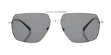 Explore the Fatheadz JABBERWOCK Sunglasses in Size 57, showcasing a square design with dark polarized lenses and a slender metallic frame for an oversized fit.