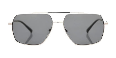 Explore the Fatheadz JABBERWOCK Sunglasses in Size 57, showcasing a square design with dark polarized lenses and a slender metallic frame for an oversized fit.