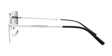 The Fatheadz JABBERWOCK sunglasses, size 57, feature a side glimpse of slender, silver-rimmed frames complemented by black temple tips, all presented against a pristine white background.