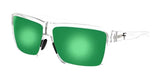 Elevate your style with Fatheadz LIGHTS OUT sunglasses, featuring oversized clear frames and polarized green lenses. Adorned with a subtle black "F" on the temple, these Size 62 sunglasses seamlessly combine fashion and functionality.