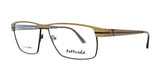 Explore the fashionable Fatheadz LIMIT Eyeglasses, crafted to accommodate larger head sizes. These metal eyeglasses boast a slim brown rectangular frame and are embellished with the iconic "Fatheadz" logo on the lenses.