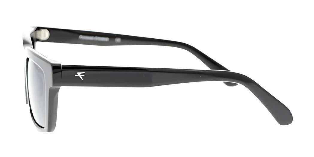 The Fatheadz MELLO sunglasses, Size 51, boast black, thick frames adorned with a subtle logo on the temple arm. These shades are equipped with polarized lenses for superior clarity and UV protection, perfectly blending style with functionality.