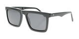 Fatheadz MONSOON Sunglasses: Square-framed black sunglasses featuring oversized polarized lenses, displayed on a white background.