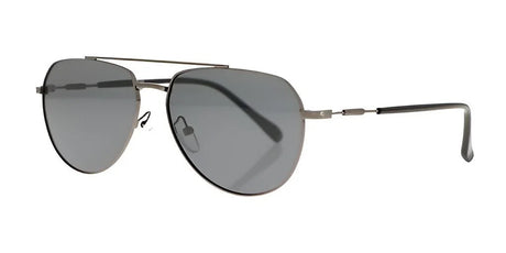 The Fatheadz MUGWUMP Sunglasses, Size 58, showcase silver aviator-style thin metal frames paired with dark polarized lenses for excellent UV protection.