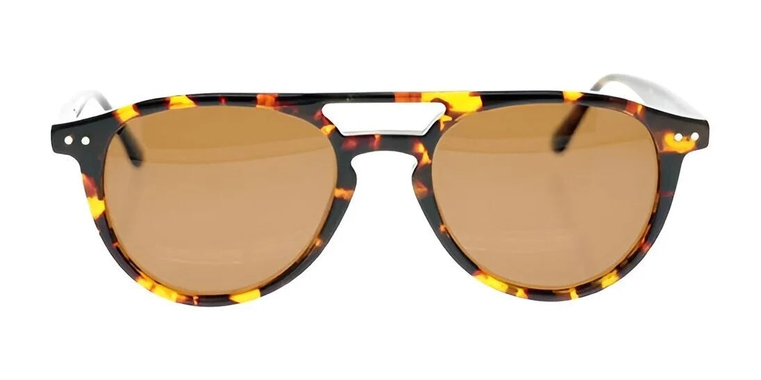 The Fatheadz ROLLER Sunglasses in Size 52 are stylish tortoiseshell eyewear designed for larger head sizes, featuring brown lenses, a unique brow bar design, and offering 100% UV protection to ensure maximum eye safety.