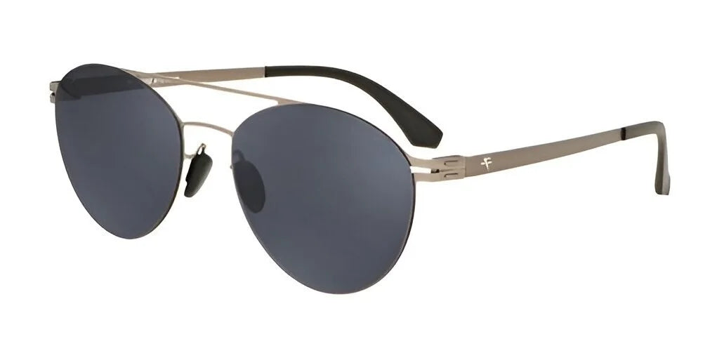 The Fatheadz SANDBAG Sunglasses from Fatheadz boast a sleek silver frame, oversized shades with dark tinted round, polarized lenses, and black temple tips.