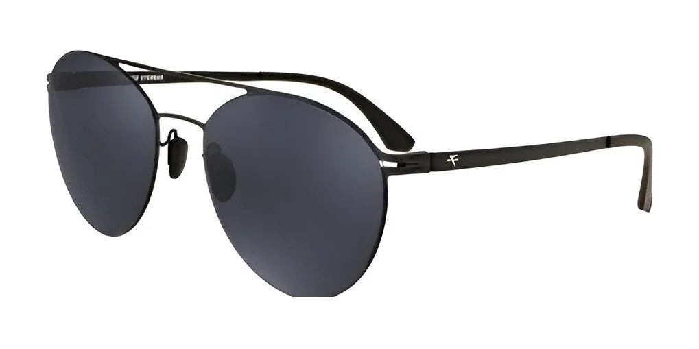 The Fatheadz SANDBAG sunglasses, by the brand Fatheadz, showcase a stylish black aviator design with oversized shades. They are equipped with dark polarized lenses and feature a sleek metal frame for excellent style and protection.