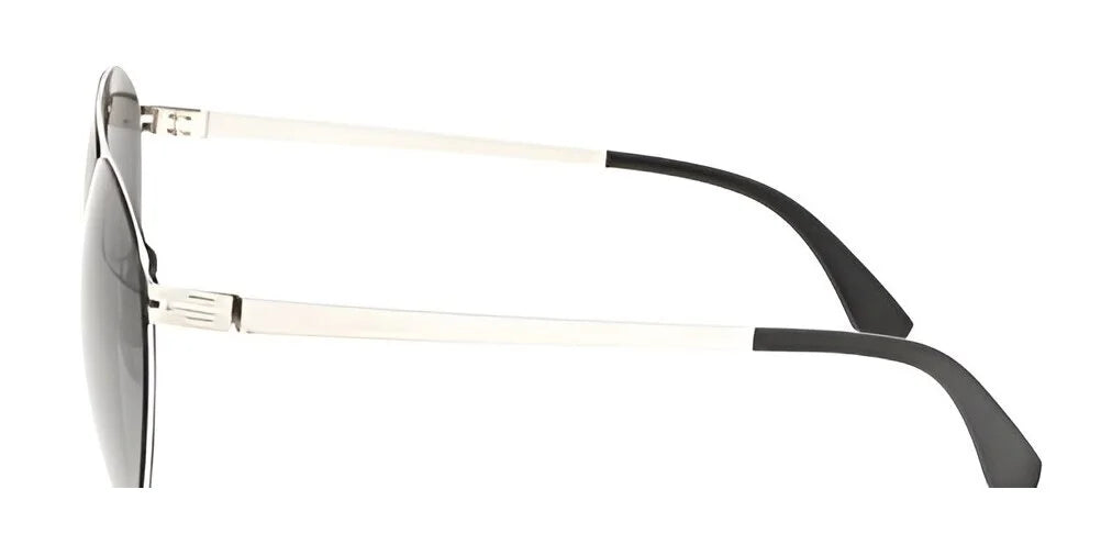 Side angle of Fatheadz SANDBAG sunglasses featuring slender white arms, black earpieces, and polarized lenses.