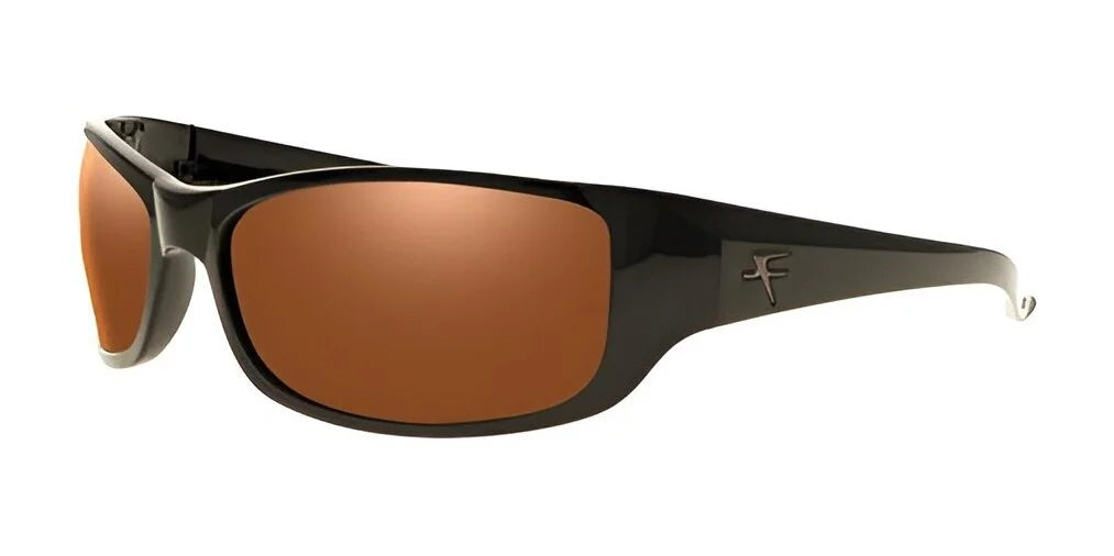 The Fatheadz THE BOSS Sunglasses in size 71 showcase oversized frames with black color and brown tinted lenses, complete with a subtle brand logo on the side, providing both stylish appeal and practical use.