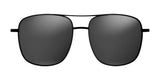 Introducing Fatheadz THEON Sunglasses | Size 62: luxury eyewear at its finest. These black aviator sunglasses from Fatheadz feature polarized lenses and dark tints, offering sleek sophistication on a white background.