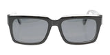 The Fatheadz TWILIGHT Sunglasses deliver a stylish appearance with their black rectangular frames and dark lenses, enhanced by white temples. As polarized sunglasses, they are ideal for men who value both style and practicality.