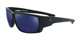 Black rectangular Fatheadz UNCOUTH sunglasses featuring dark blue ZEISS LightPro lenses and adorned with a silver logo on the temple, size 62.