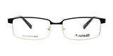 The Fatheadz VITO Eyeglasses in black and gold feature a rectangle half-rim design with the "Fatheadz" branding on the lens, offering both style and comfort with adjustable nose pads.