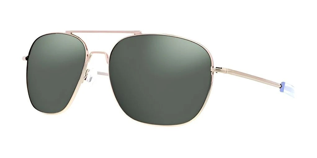 The Fatheadz VORTAC Sunglasses offer a striking and daring style with gold metal frames and dark green lenses, all presented on a clean white canvas.